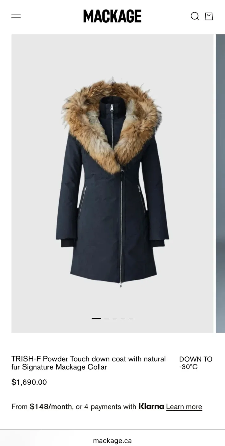 Mackage Trish-F Down Coat, Black (longline) (XS) thumbnail