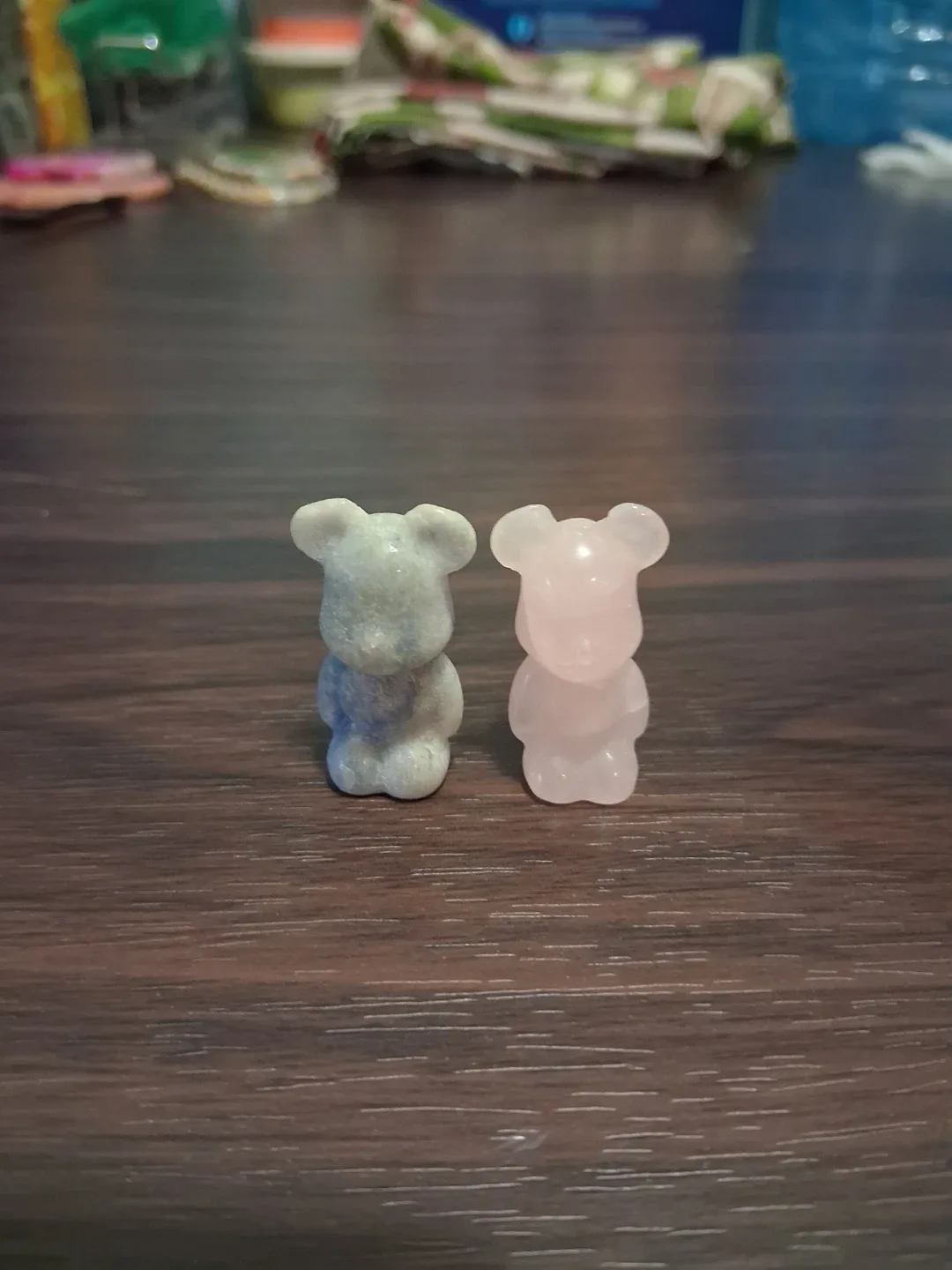 Rose Quartz & Blue Aventurine Quartz Bear Figurines
