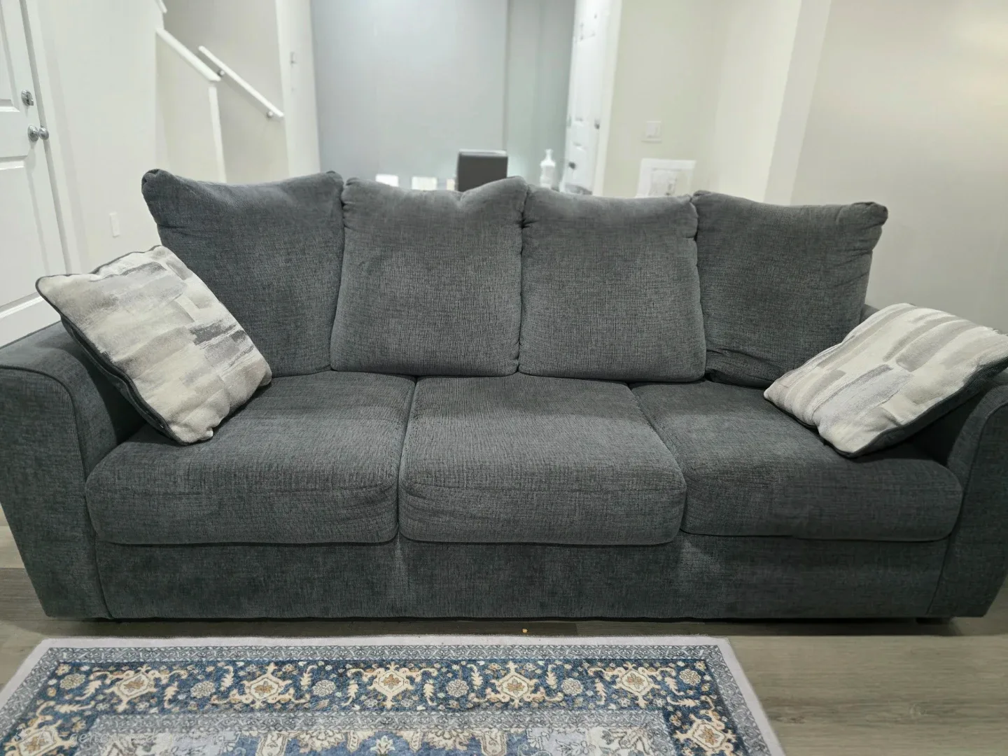 Ashleys Grey Three-Seat Sofa x2