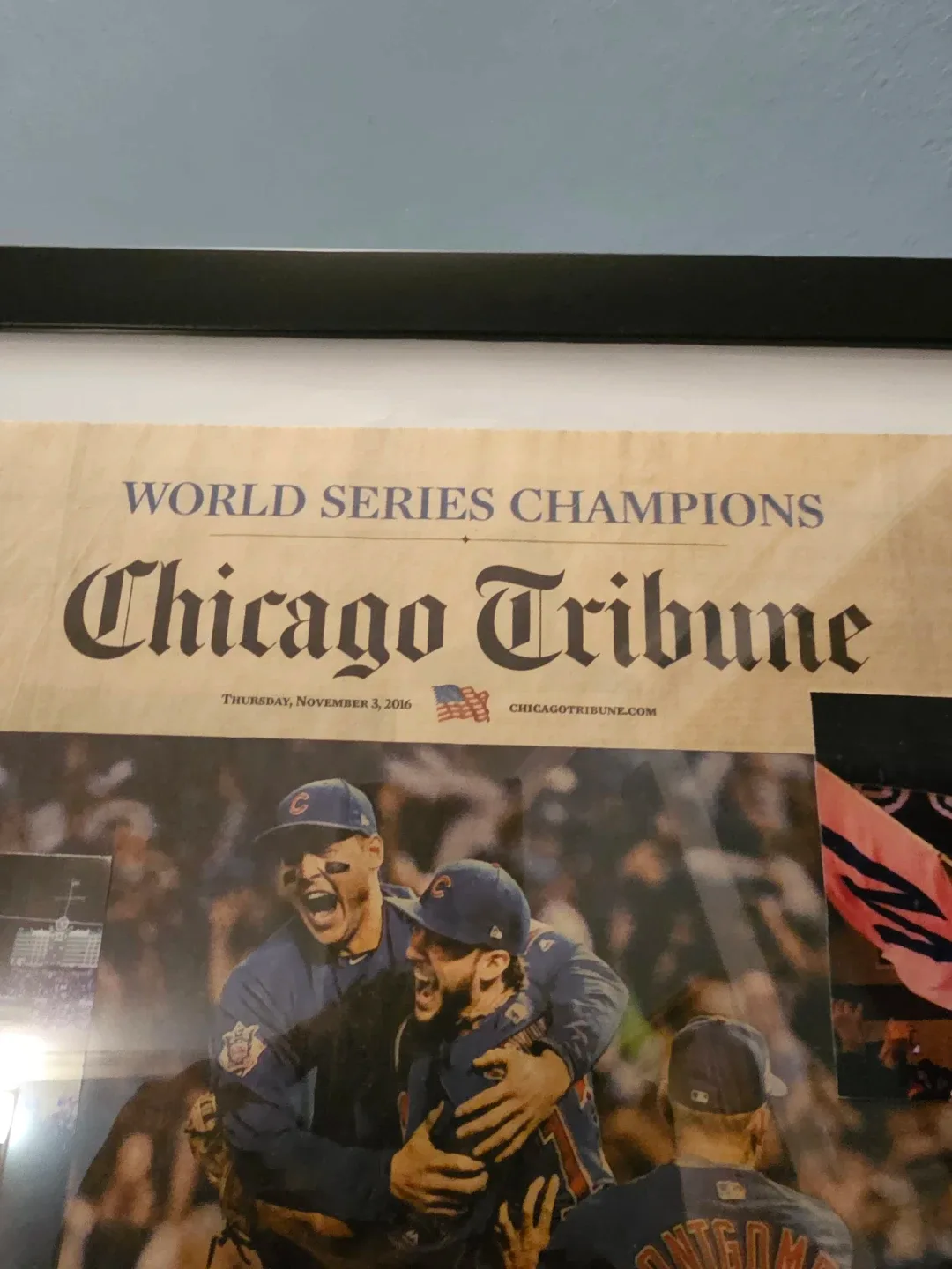 Framed Chicago Tribune Cubs World Series Newspaper
