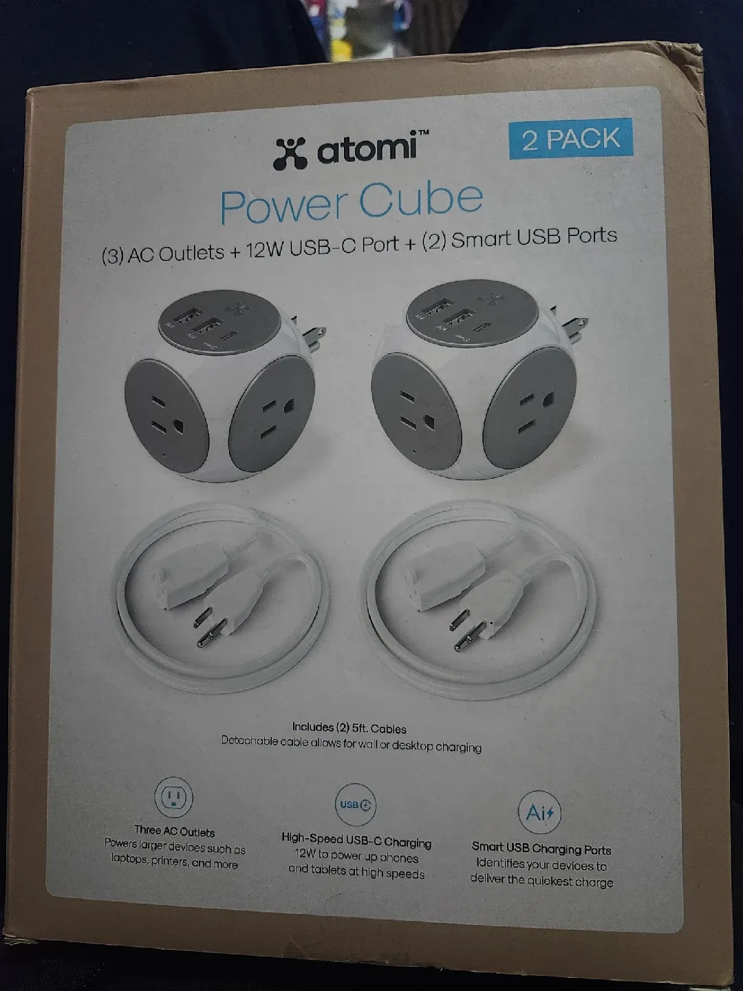 Atomi Power Cube 2 Pack - USB-C + AC Outlets thumbnail