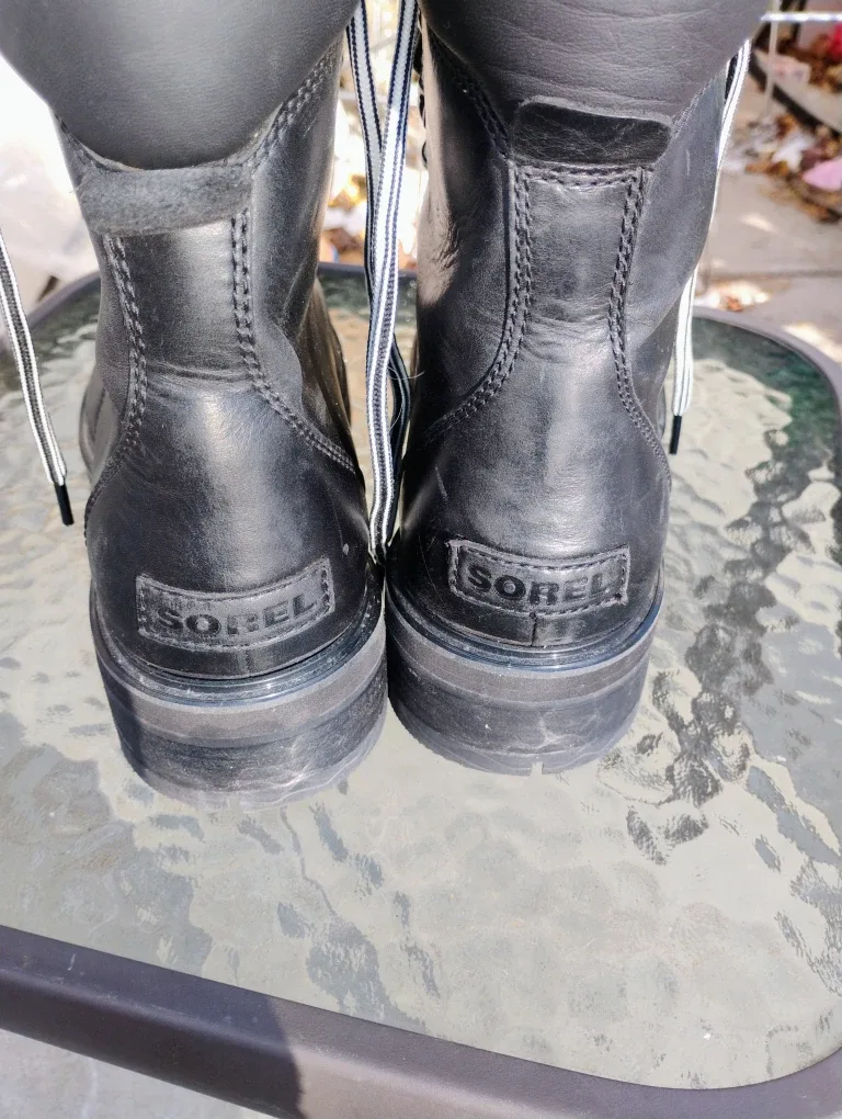 Sorel Black Leather Waterproof Boots - Men's Size 10 image indicator(6)