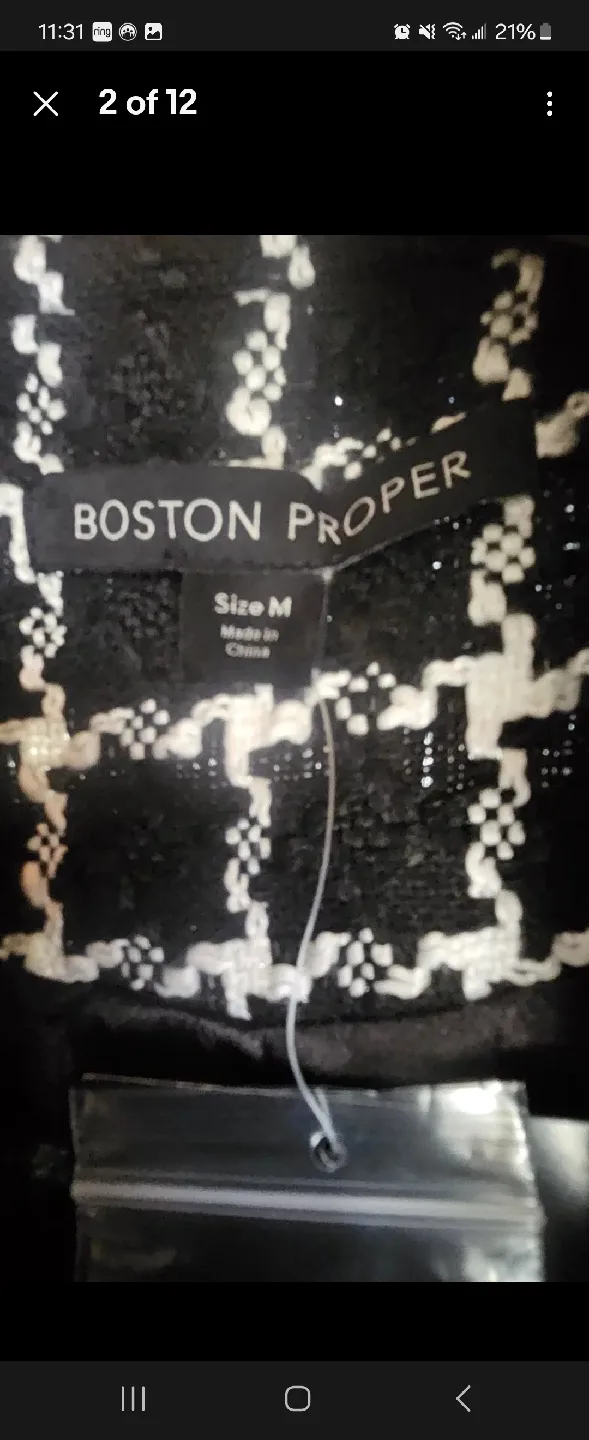 Boston Proper Houndstooth Pearl Embellished Jacket - M image indicator(2)