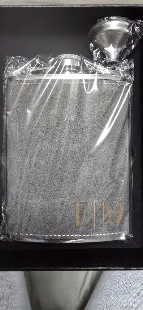 Leather Flask with Funnel - New in Box