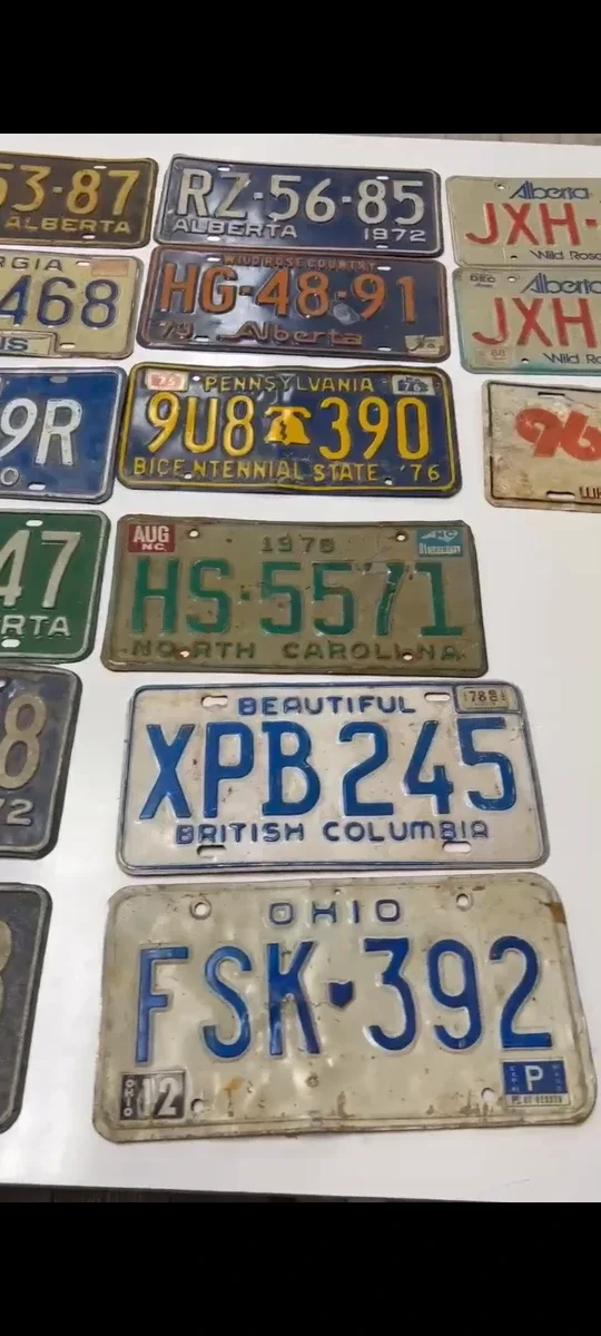 25 Vintage Authentic License Plate Collection (1931–1978)