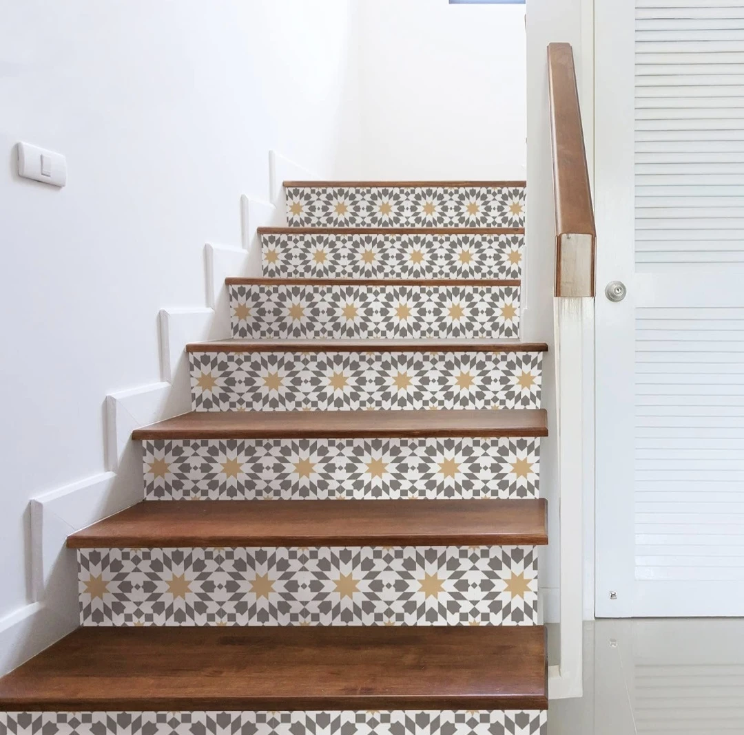 13pcs Moroccan Style Peel and Stick Stair Decals 39.37"X7.08"