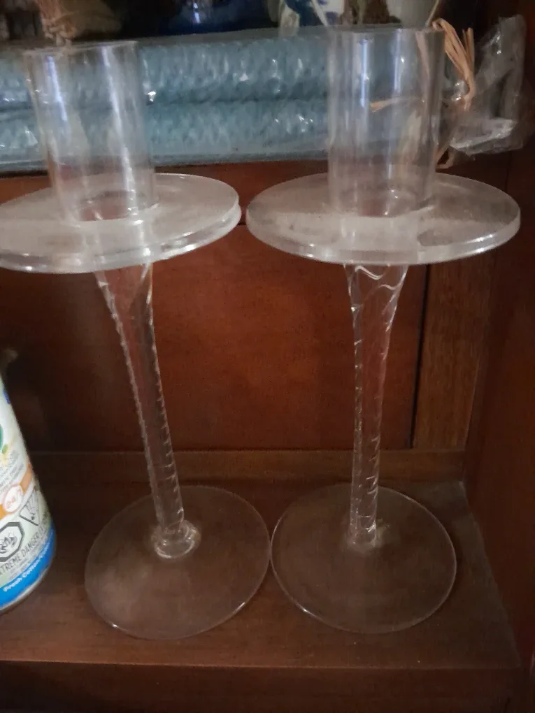 Pair of Glass Candlestick Holders thumbnail