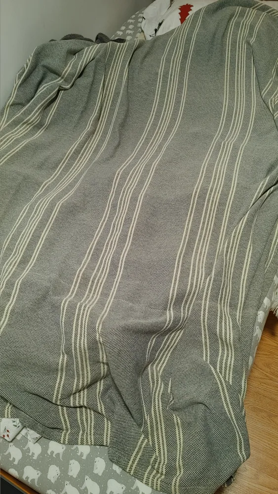 Striped Throw Blanket - Grey and White 100% cotton image indicator(5)