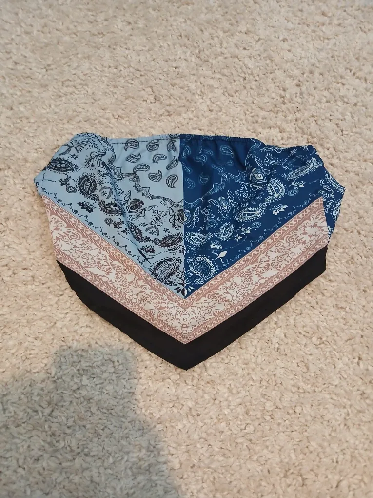 Womens top Patchwork Bandana - Blue Tones