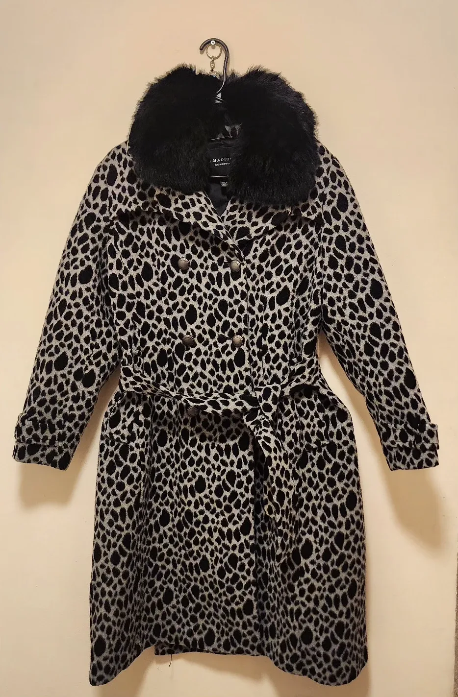 1 Madison Leopard Print Coat with Fur Collar image indicator(3)