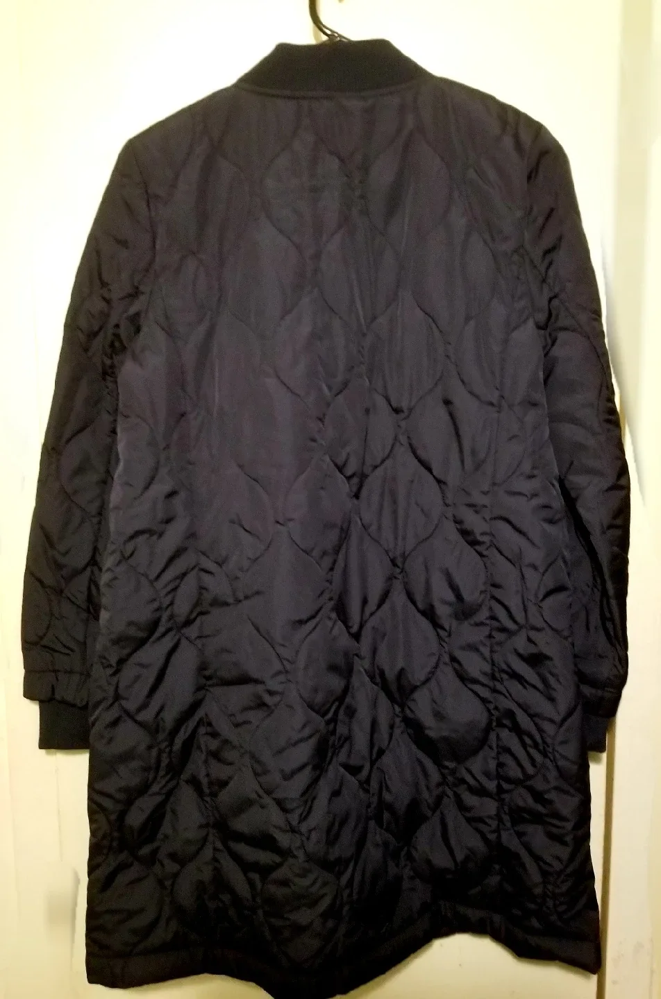 NWT BR Women's Water-Resistant Quilted long bomber jacket image indicator(3)
