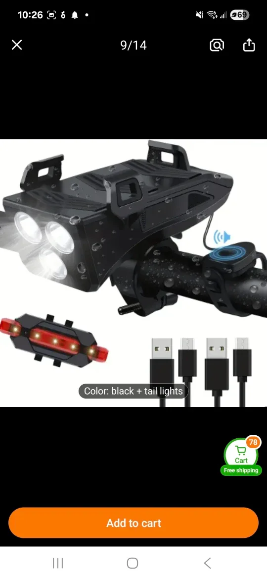 Bike Light with Phone Holder - Black