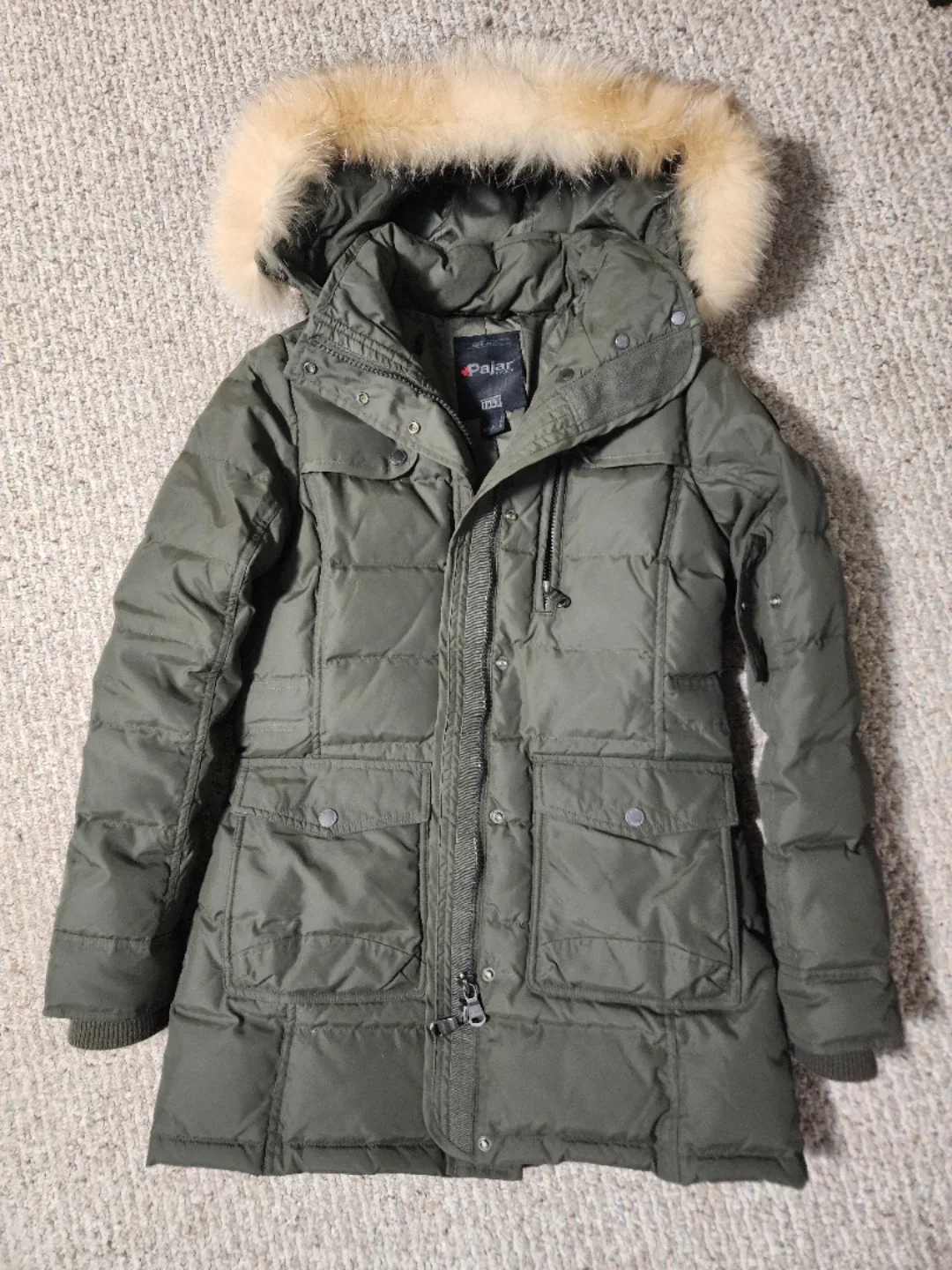 Pajar Olive Green Women's Quilted Puffer w/ Faux Fur