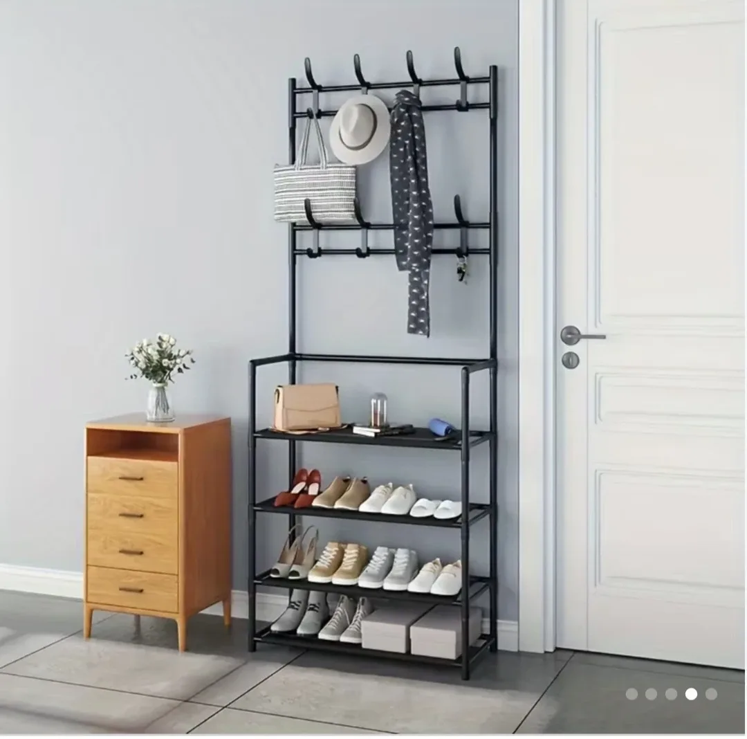 Coat Rack Shoe Organizer - Black