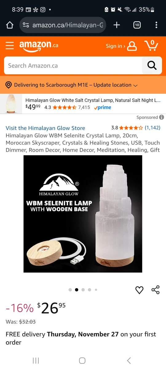 New Himalayan Glow Selenite Crystal Lamp