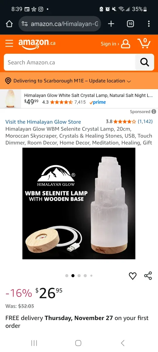 New Himalayan Glow Selenite Crystal Lamp