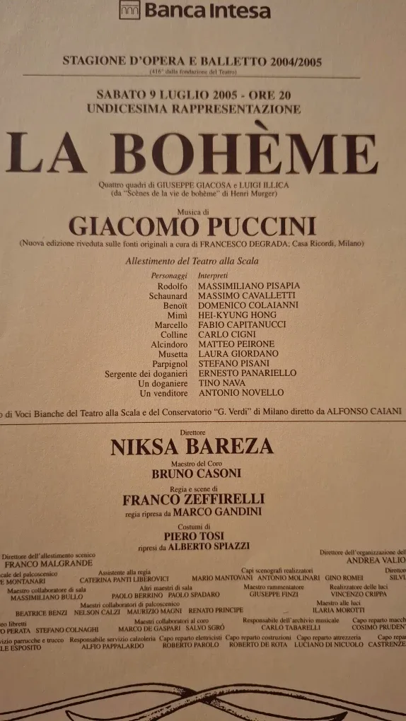 La Bohème Opera Program Sheet 2005 & LV Advert on Reverse image indicator(4)