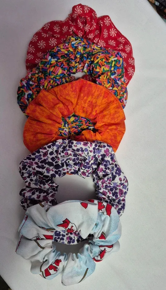 Scrunchies - Assorted Colours & Patterns, 100 % cotton