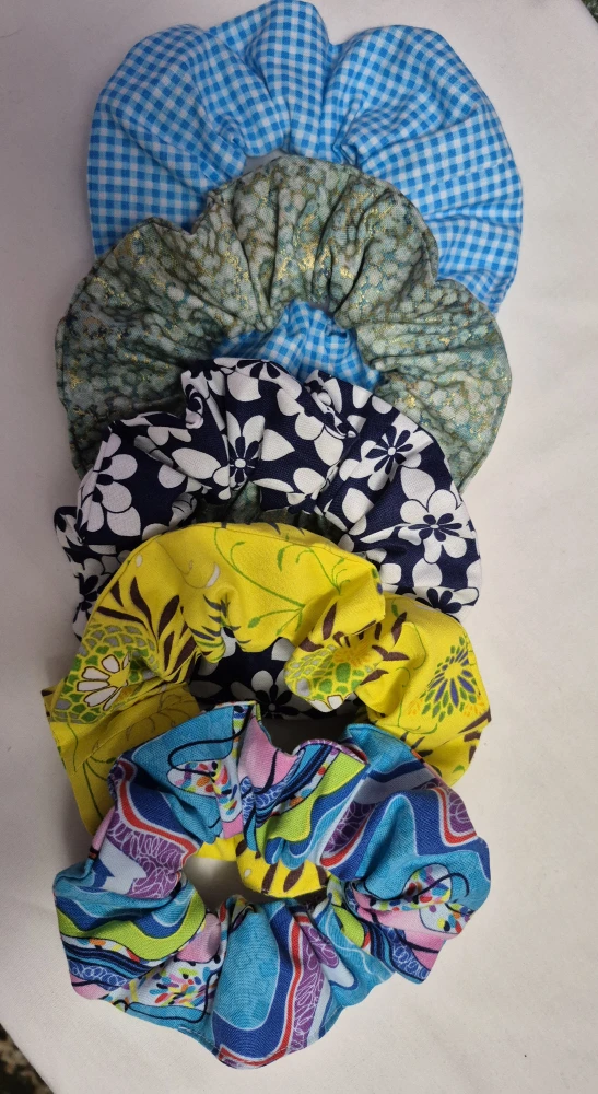 Scrunchies - Assorted Colours & Patterns, 100 % cotton