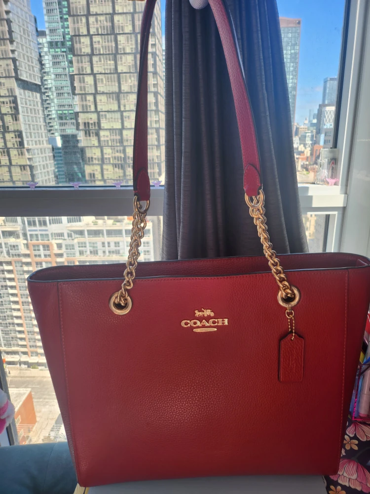 Coach Leather Market Tote - Red