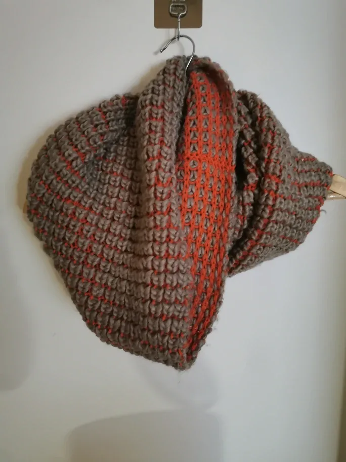 Hand-Knitted Brown & Orange Scarf - Zara