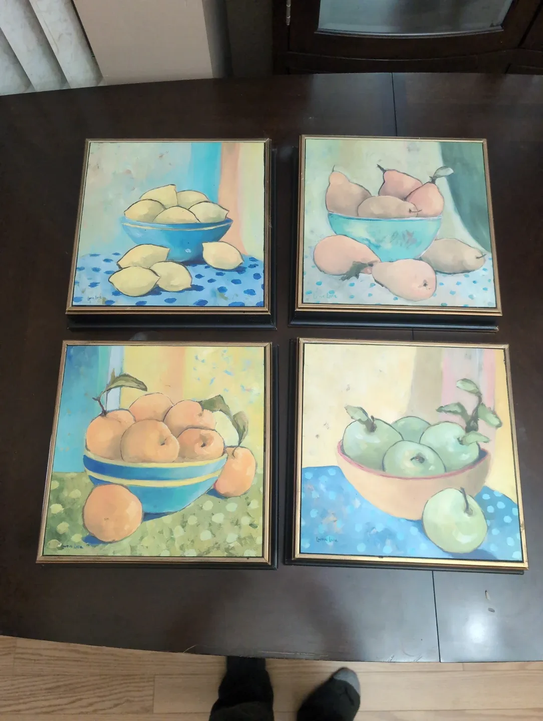 Set of 4 Fruit Still Life Paintings by Lorrie Lane