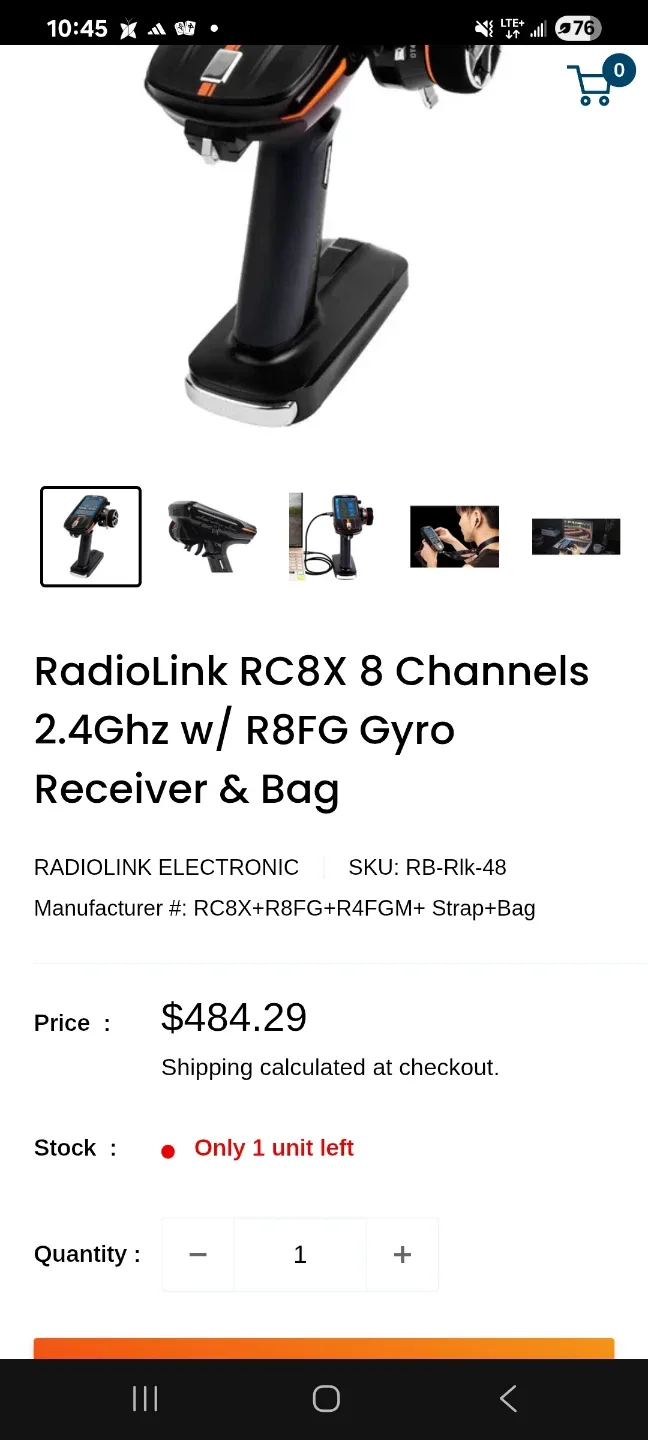 RadioLink RC8X 8-Channel Radio w/ R8FG Gyro Receiver & Bag