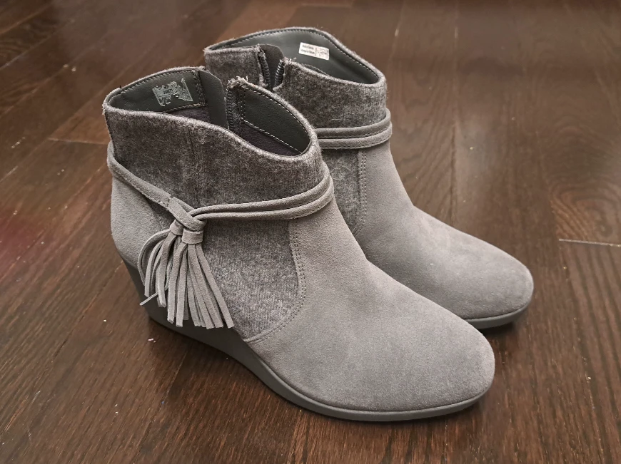 🐊 Crocs 🐊 Grey Wedge Ankle Boots