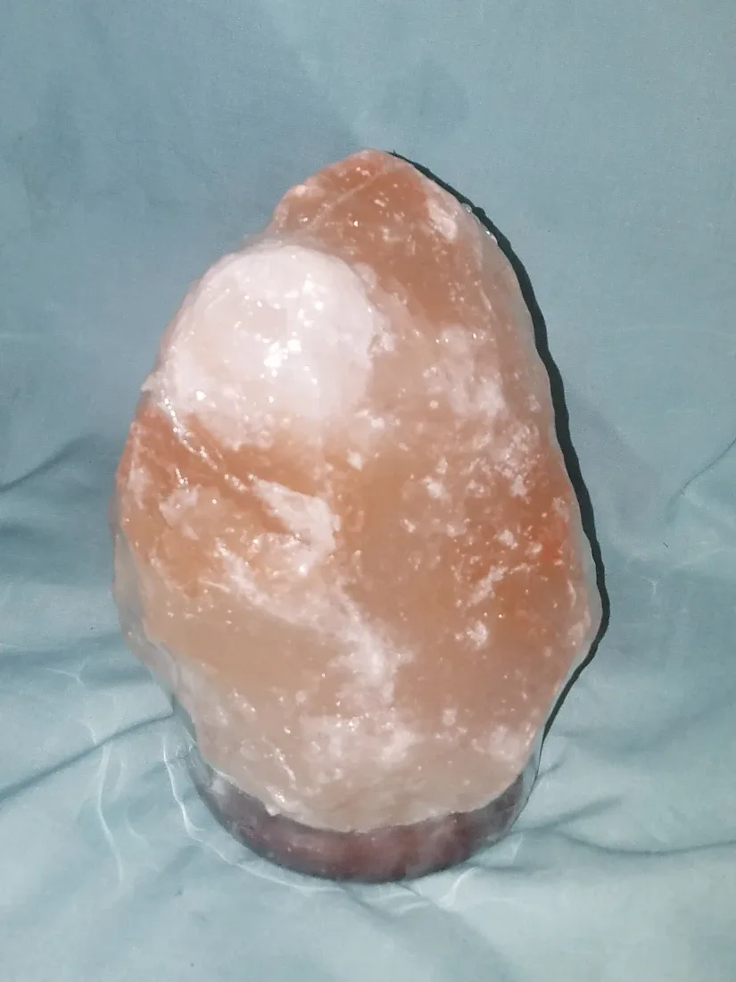 Himalayan Pink Salt Lamp Plain Wood Base w Cord and Bulb image indicator(2)