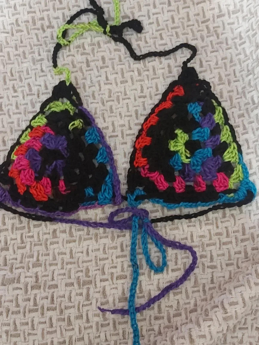 Handmade Crochet Bikini Top - Multi-Color