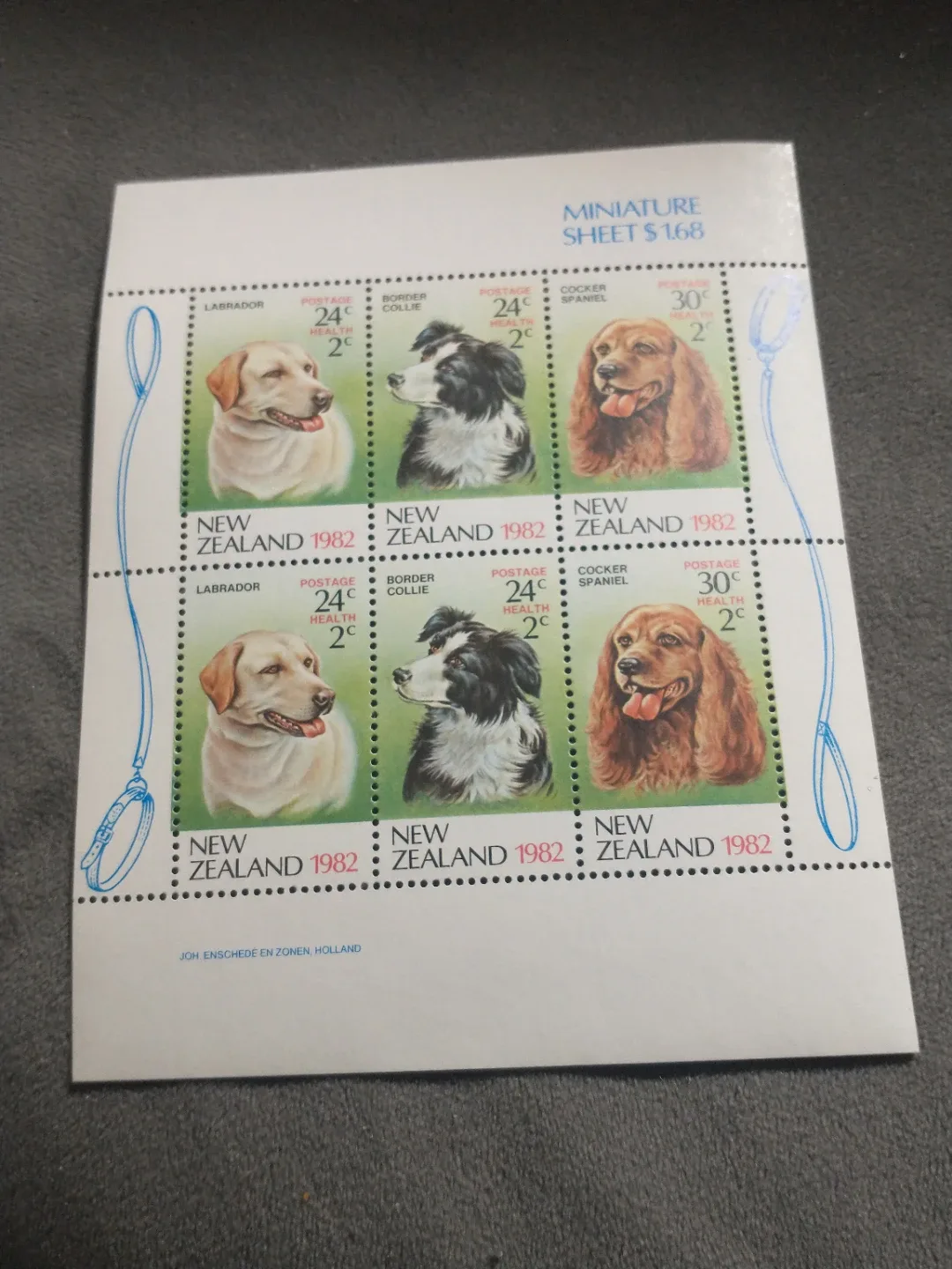 Vintage New Zealand Dog Stamps - 1982