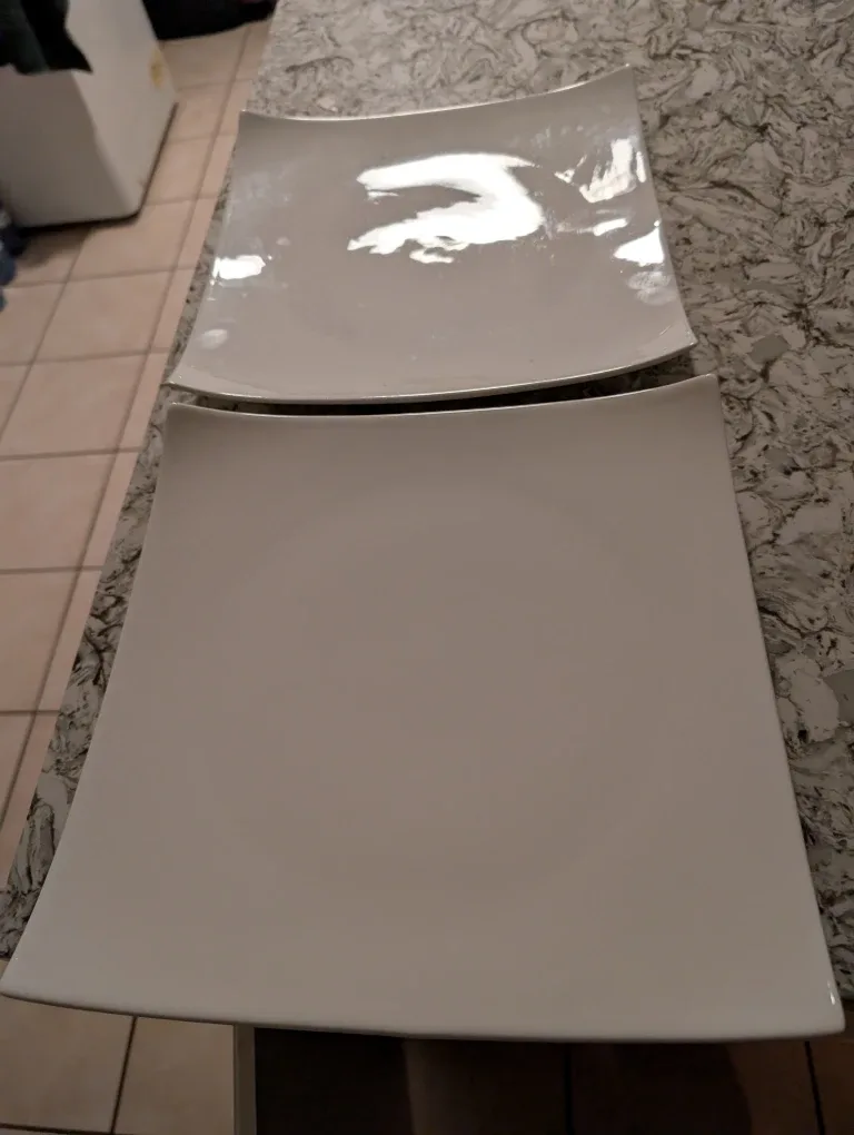 Square White Serving Plates - Set of 2
