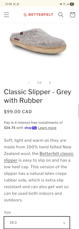 Betterfelt Classic Slippers - Steel Blue, Size 38 - photo 5