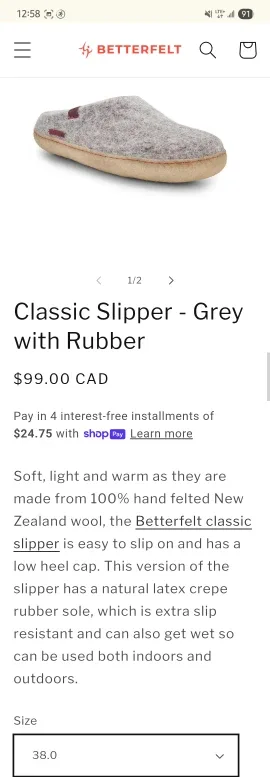 Betterfelt Classic Slippers - Steel Blue, Size 38 image indicator(5)