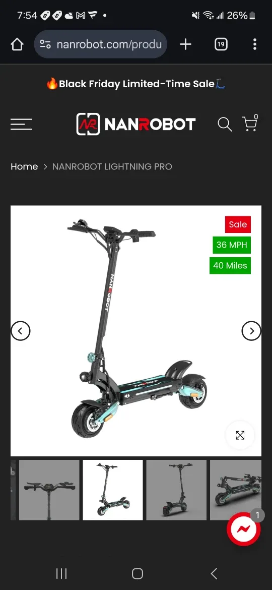 NANROBOT Lightning Pro Electric Scooter - 36 MPH image indicator(2)