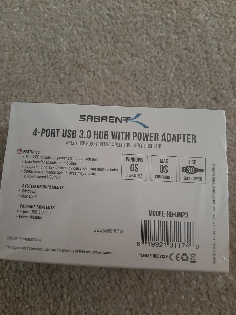 New Sabrent 4-Port USB 3.0 Hub with Power Adapter image indicator(2)