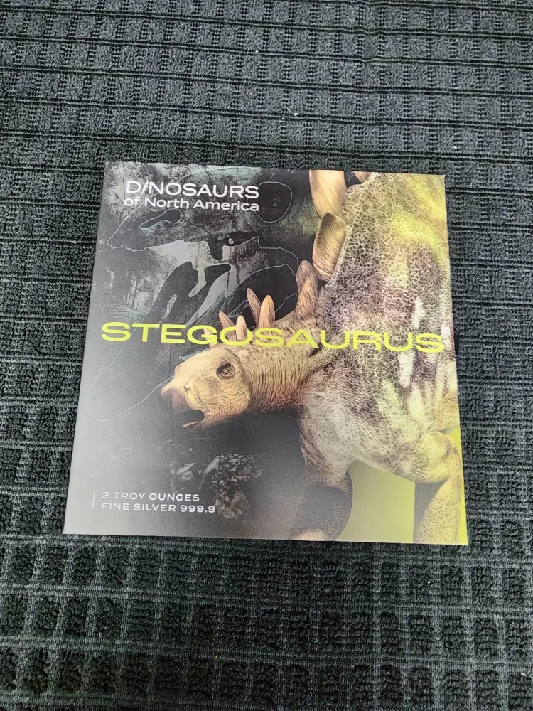 Dinosaurs of North America: Stegosaurus 2oz Fine Silver