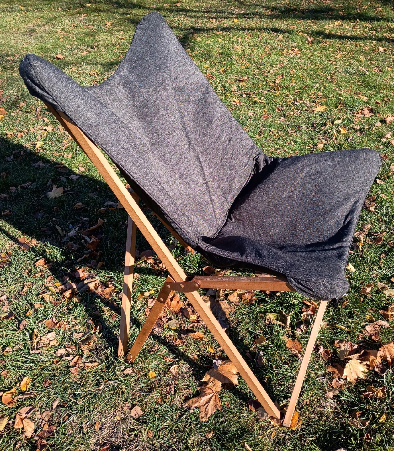 Nate Berkus Padded Butterfly Chair w wood frame - Gray