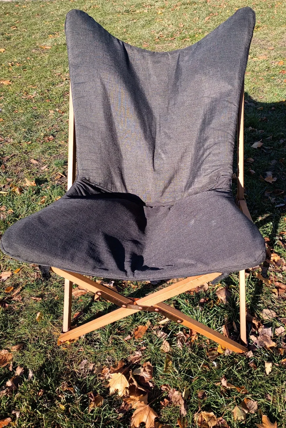 Nate Berkus Padded Butterfly Chair w wood frame - Gray image indicator(3)