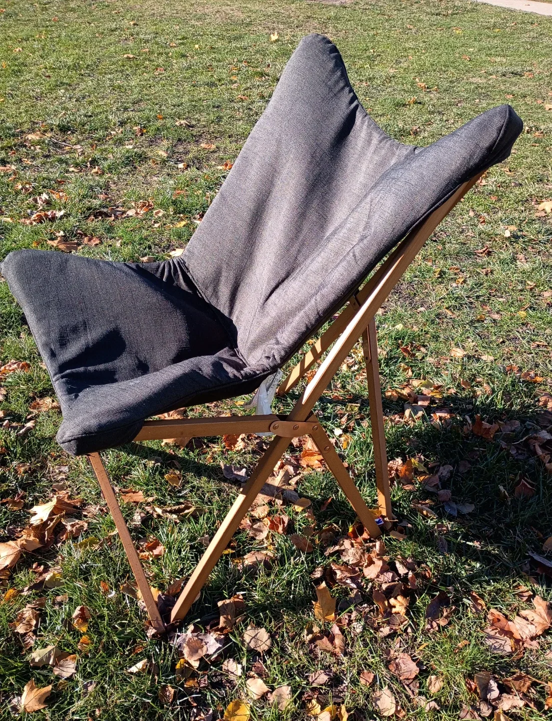 Nate Berkus Padded Butterfly Chair w wood frame - Gray image indicator(4)