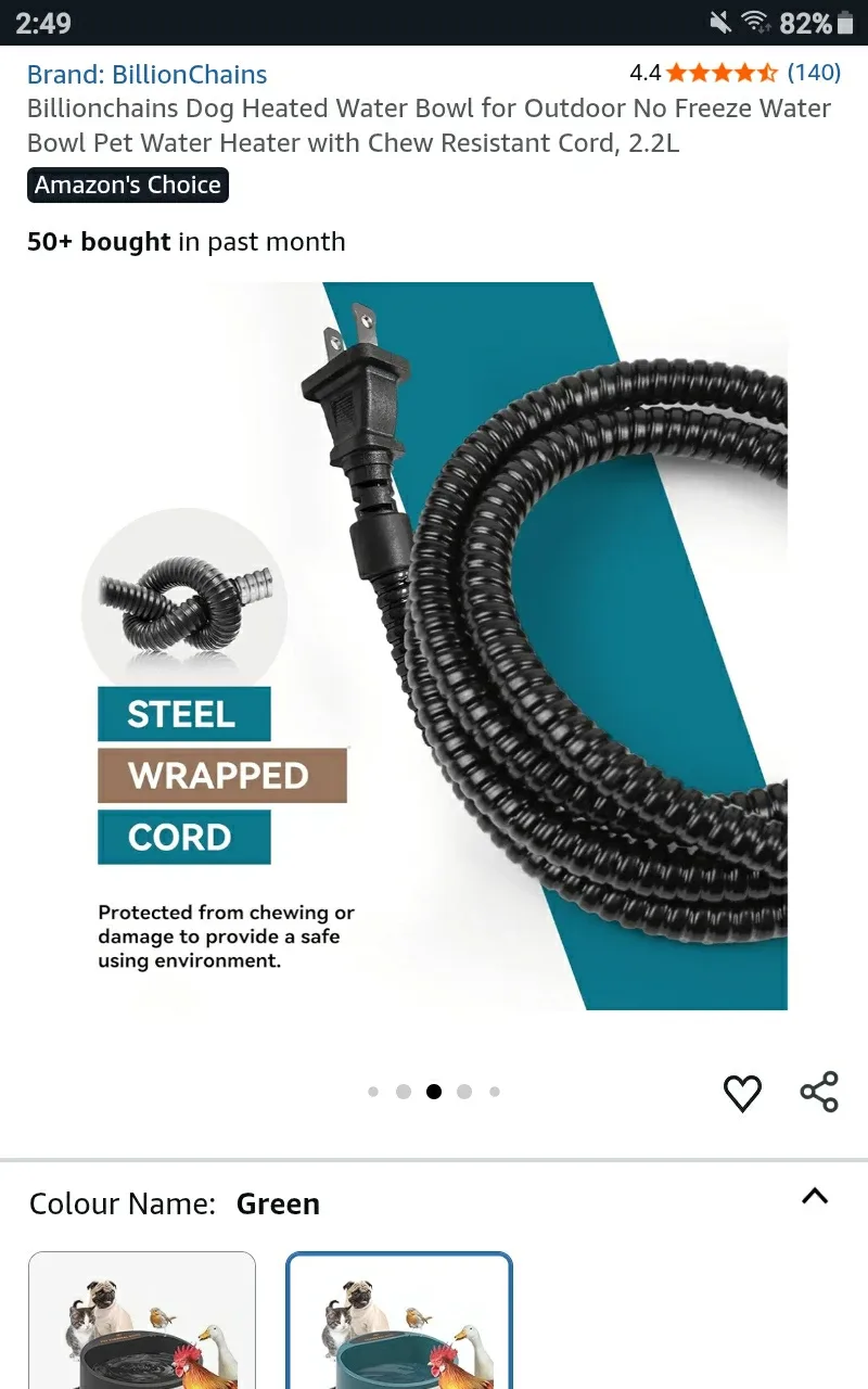 🆕 Billionchains Heated Water Bowl - Retails $35.99+Tx image indicator(5)