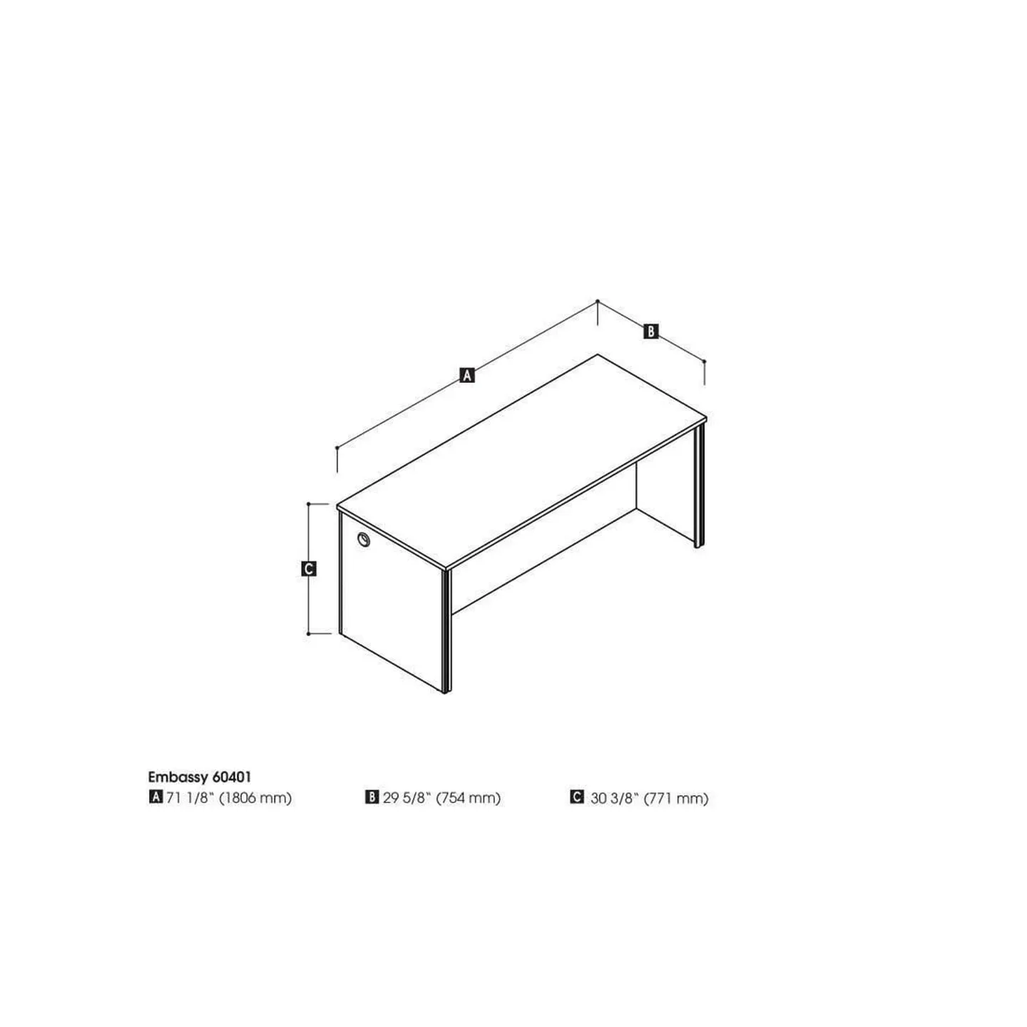 Embassy 60401 Desk Top - 71 1/8" image indicator(3)