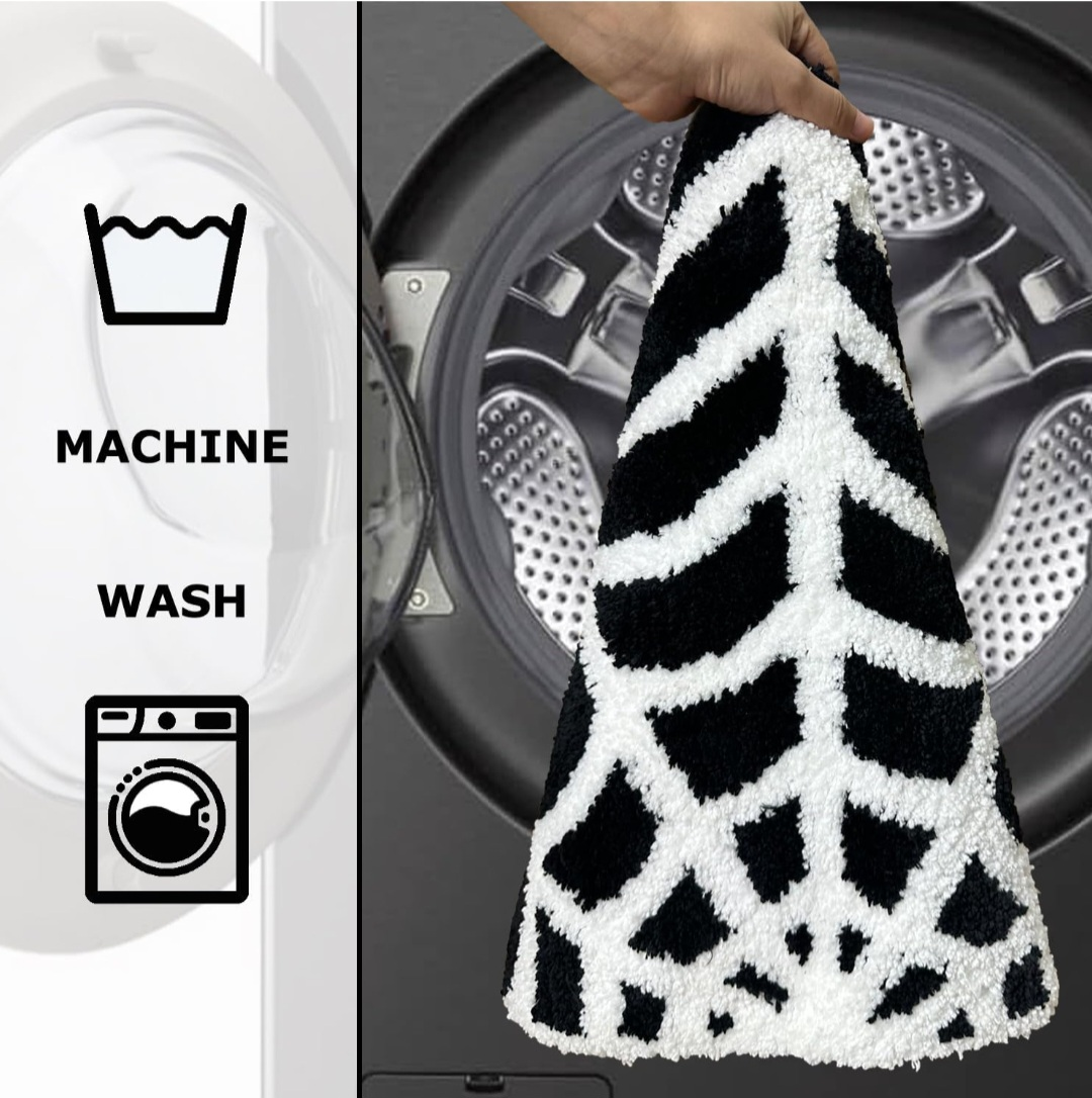 Spider Web Bath Mat - Black & White, 32 x 20 inches - photo 3