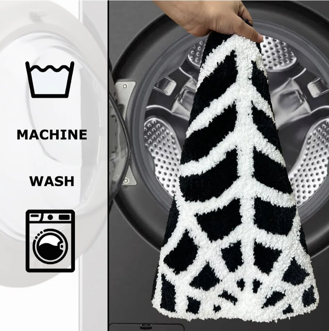 Spider Web Bath Mat - Black & White, 32 x 20 inches image indicator(3)