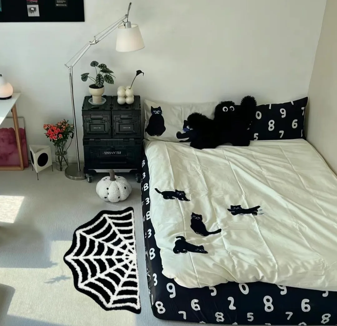 Spider Web Bath Mat - Black & White, 32 x 20 inches image indicator(6)