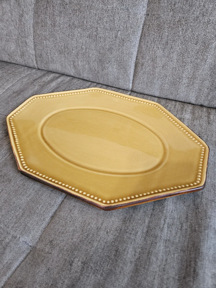Ceramic Decorative Octagon Plate - Mustard Gloss Finish - photo 3