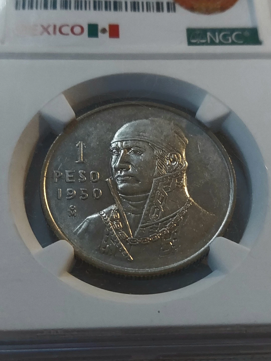 1950 Mo Mexico Peso Coin - AU 58