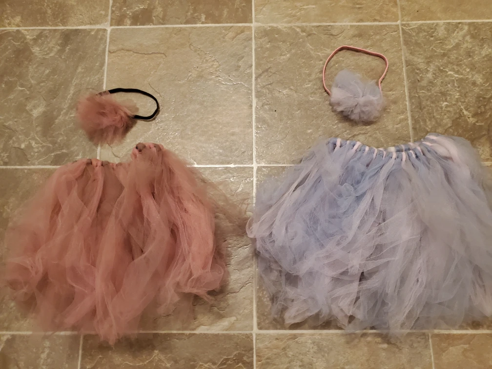 Pink & Grey Tutu Skirts with Headbands - photo 2