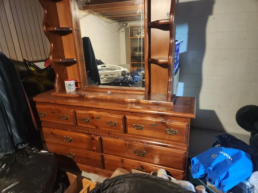 Wood Dresser with Mirror