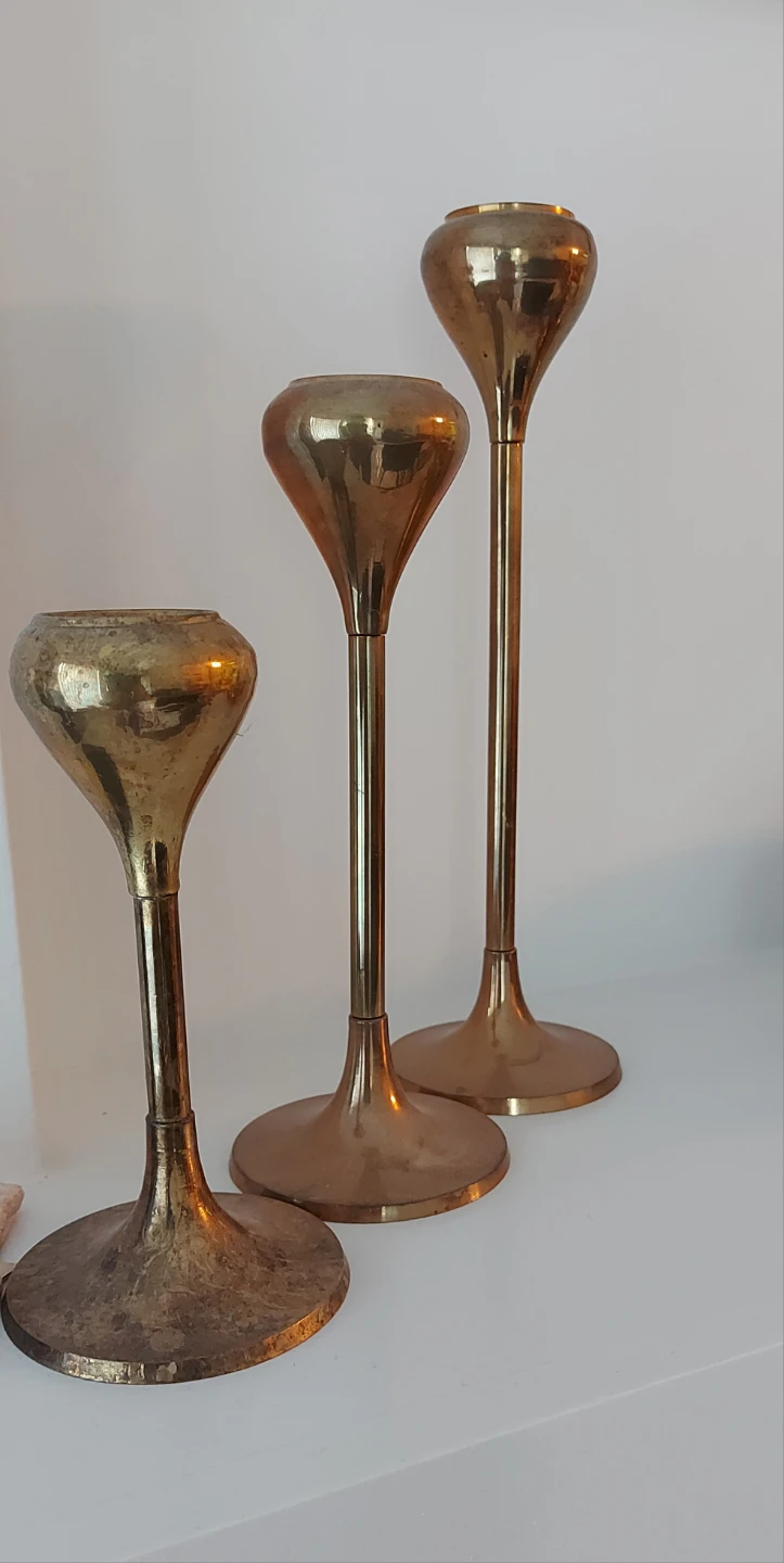 Vintage Brass Candlestick Holders (Set of 3)